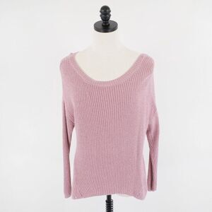 Express Purple Knit Small Scoop Neck Back Cut Out Sweater Viscose Cotton